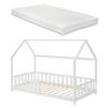 HAUSBETT Hesel mit Matratze - Weiß, Holz/Textil (90/200cm) - [en.casa]