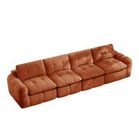 4-SITZER-SOFA DE-34464 Chenille-Bezug Orange - Orange, Textil (97/68/334cm) - ComfortXL