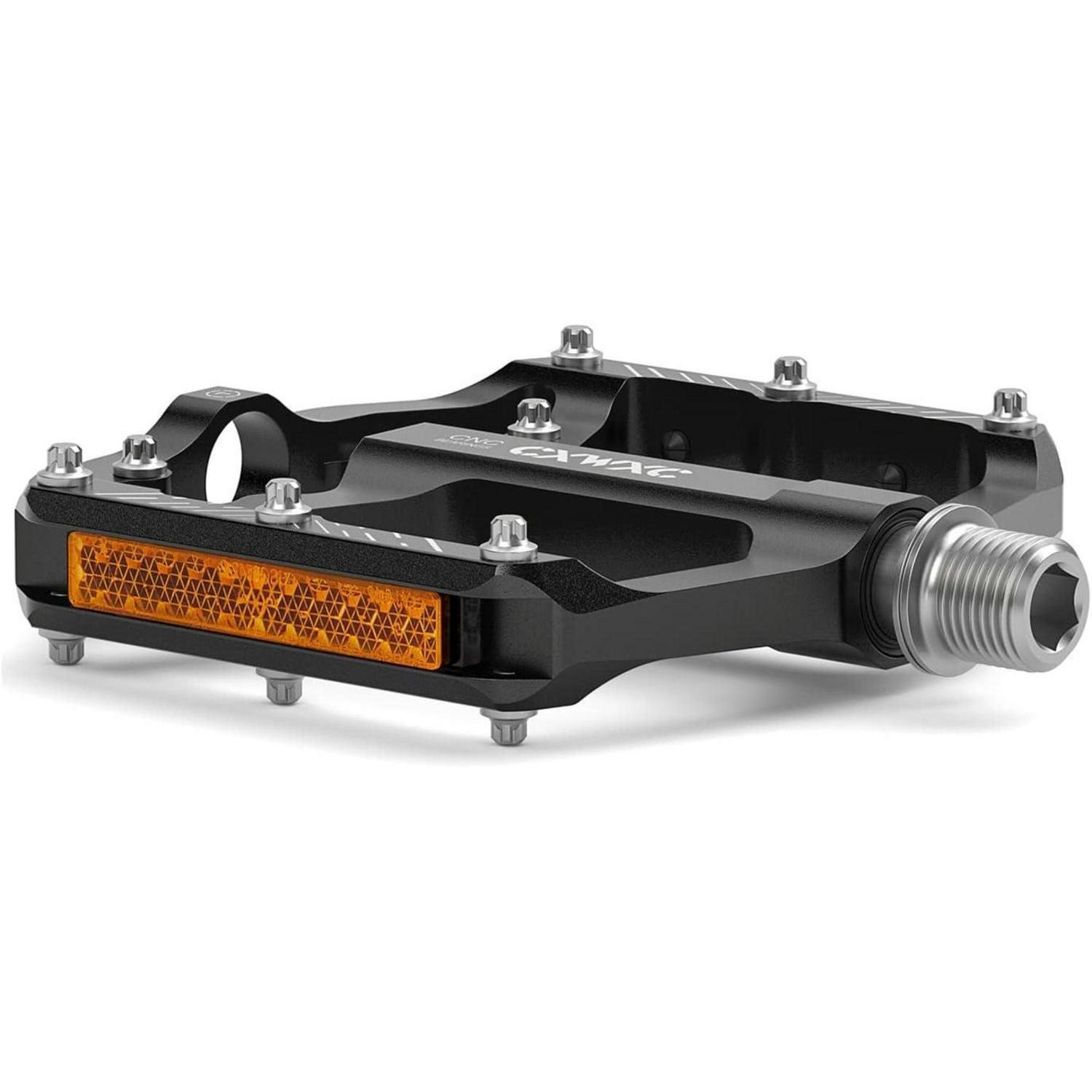 FAHRRADPEDALE 9/16 Zoll Aluminium Schwarz mit Reflektoren - Schwarz, Metall (9.8/3/11.7cm)