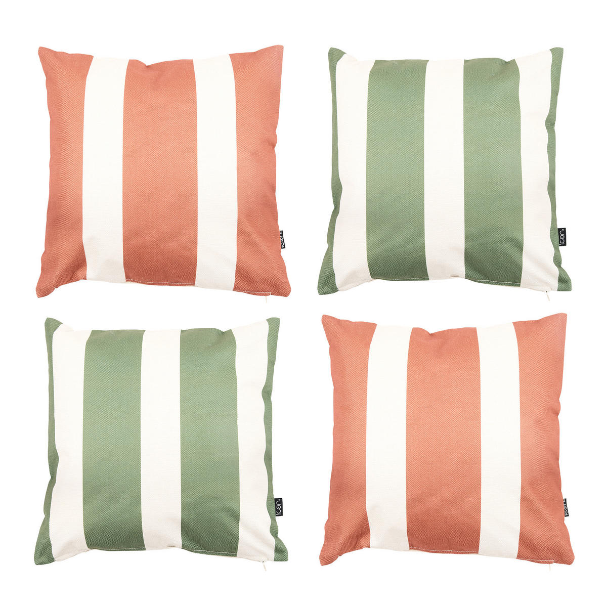 OUTDOOR-KISSEN 4er-Set - Orange/Grün, Textil (43/43cm) - icon