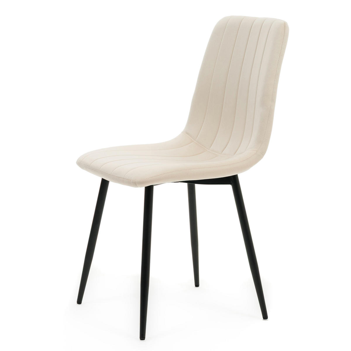 STUHL GELA gepolstert mit Steppung - beige - Samt Velours - Beige/Schwarz, Textil/Metall (45/89/53cm) - NEW HOME