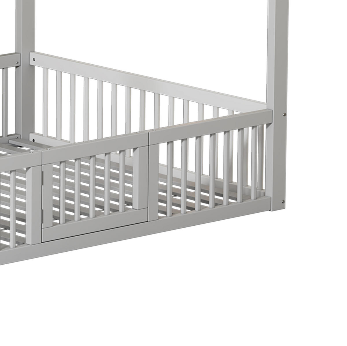 KINDERBETT 140/200 cm im Hausdesign mit Sicherheitsgitter und Tür, Weiß - Weiß, Holzwerkstoff (140/200cm) - Redom