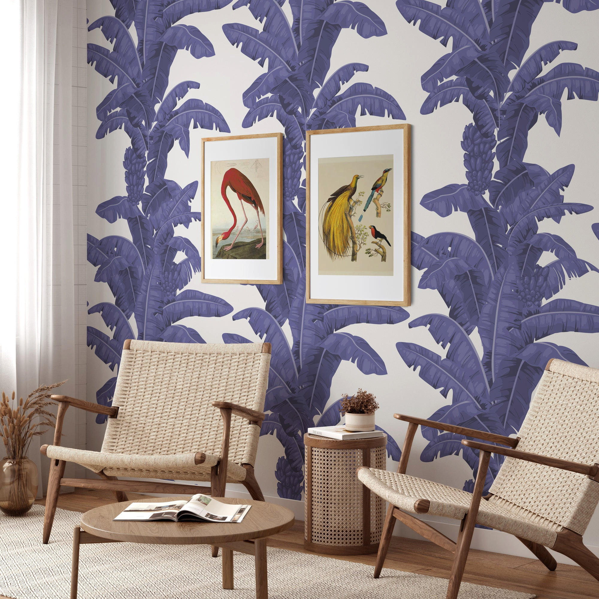 TAPETE Palmen aus echtem Papier, 200x280cm, 8 Bögen - Blau, Papier (200/280cm) - WALLPAPERS4BEGINNERS