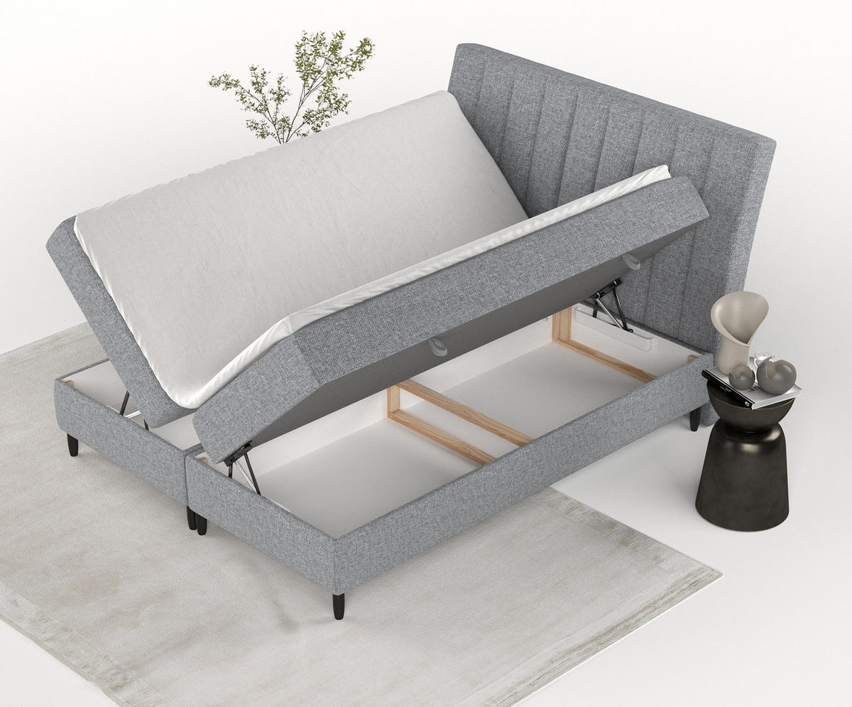 BOXBETT Merton Grau 180/200 cm - Schwarz/Grau, Holz/Holzwerkstoff (180/200cm) - Maison de Reve