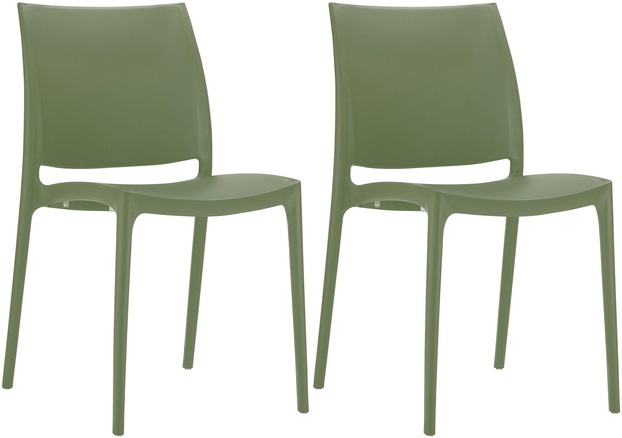 GARTENSTUHL 2er Set Kunststoff oliv - Olivgrün, Kunststoff (44/81/50cm) - CLP