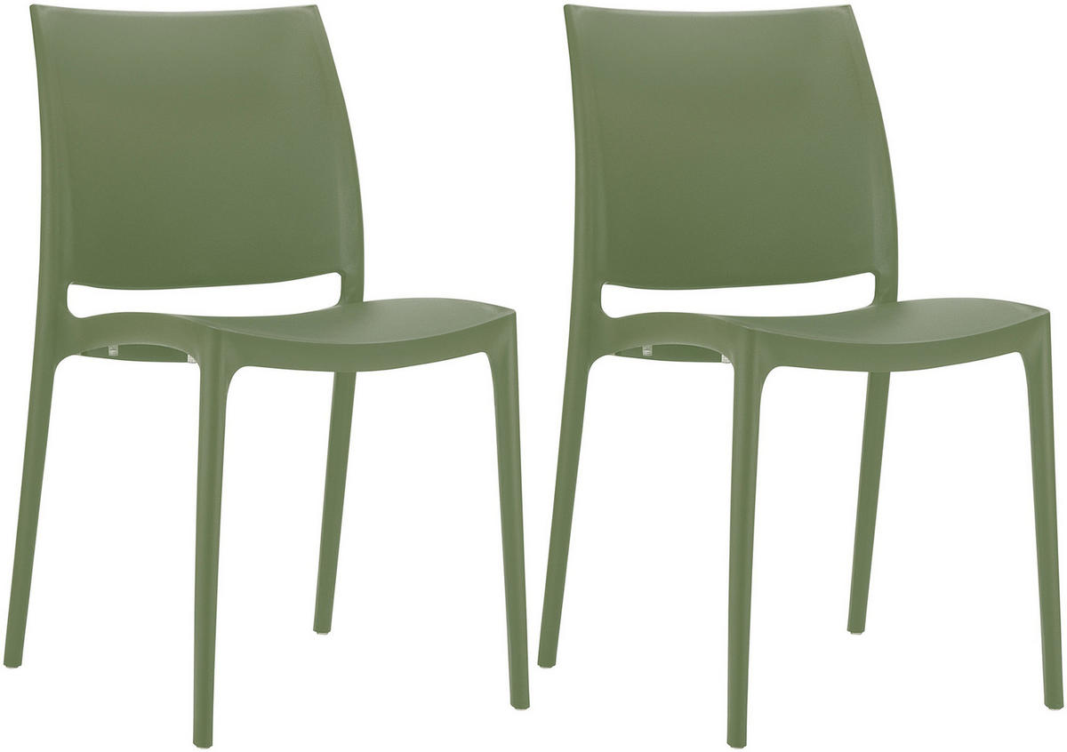 GARTENSTUHL 2er Set Kunststoff oliv - Olivgrün, Kunststoff (44/81/50cm) - CLP