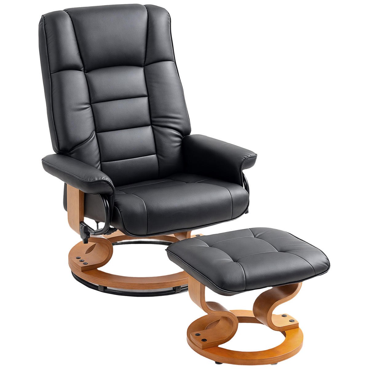 RELAXSESSEL DE-17409 130° neigbar, 360° drehbar mit Fußstütze Schwarz - Schwarz, Holz (85/104/76cm) - ComfortXL