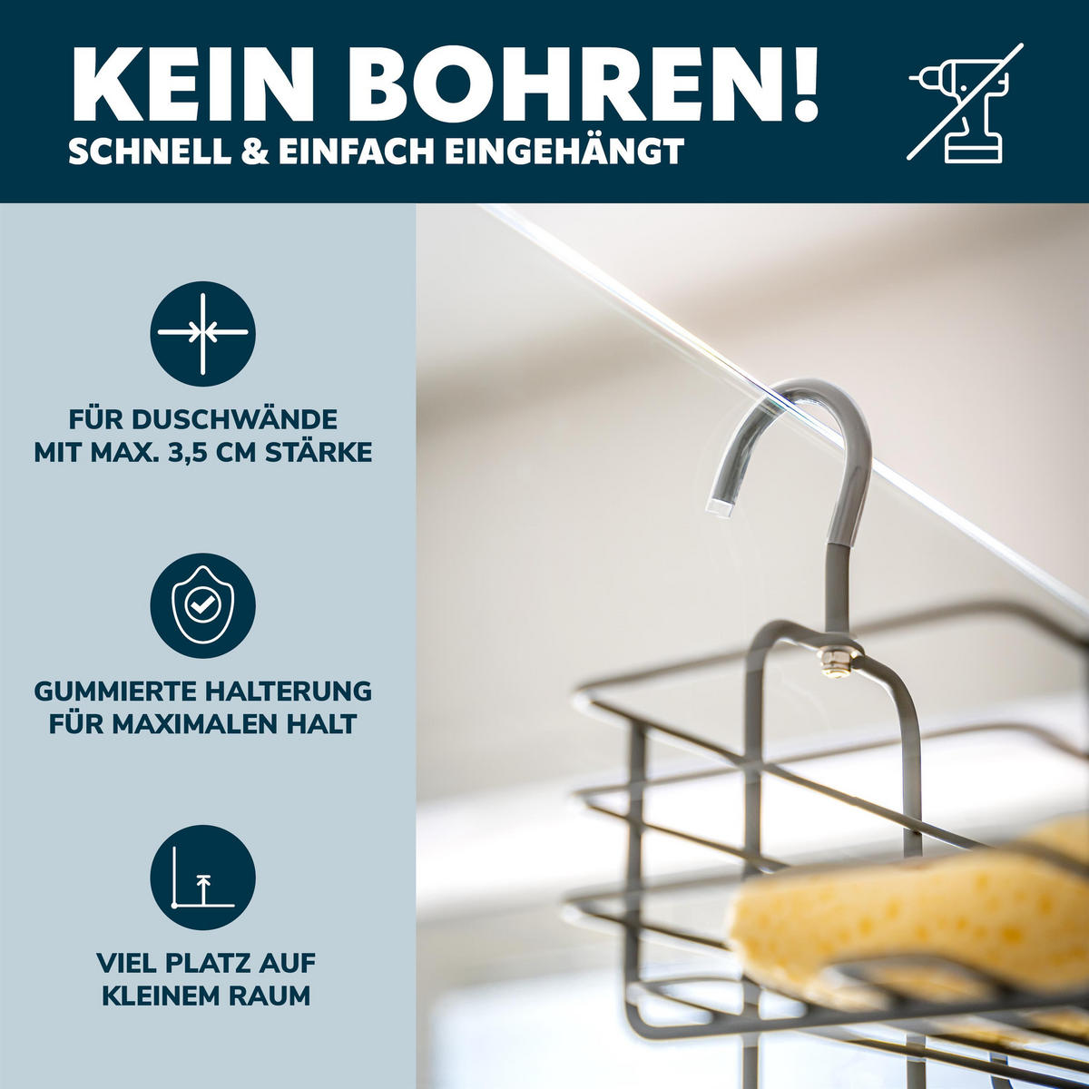 DUSCHREGAL, grau - Grau, Metall (23/42/10.5cm) - bremermann