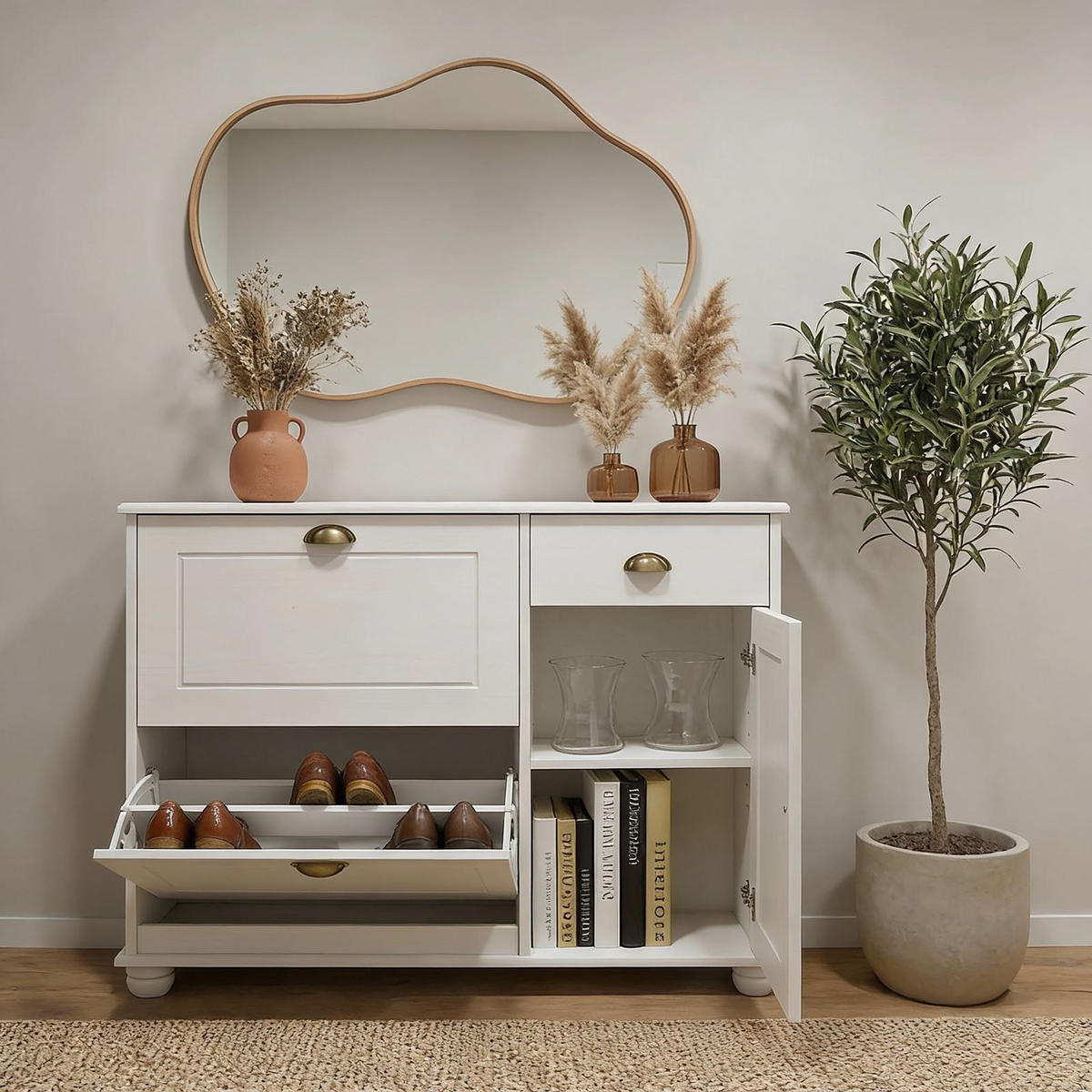 SCHUHSCHRANK COLMAR - Weiß, Holz (106/85/32cm) - IDIMEX