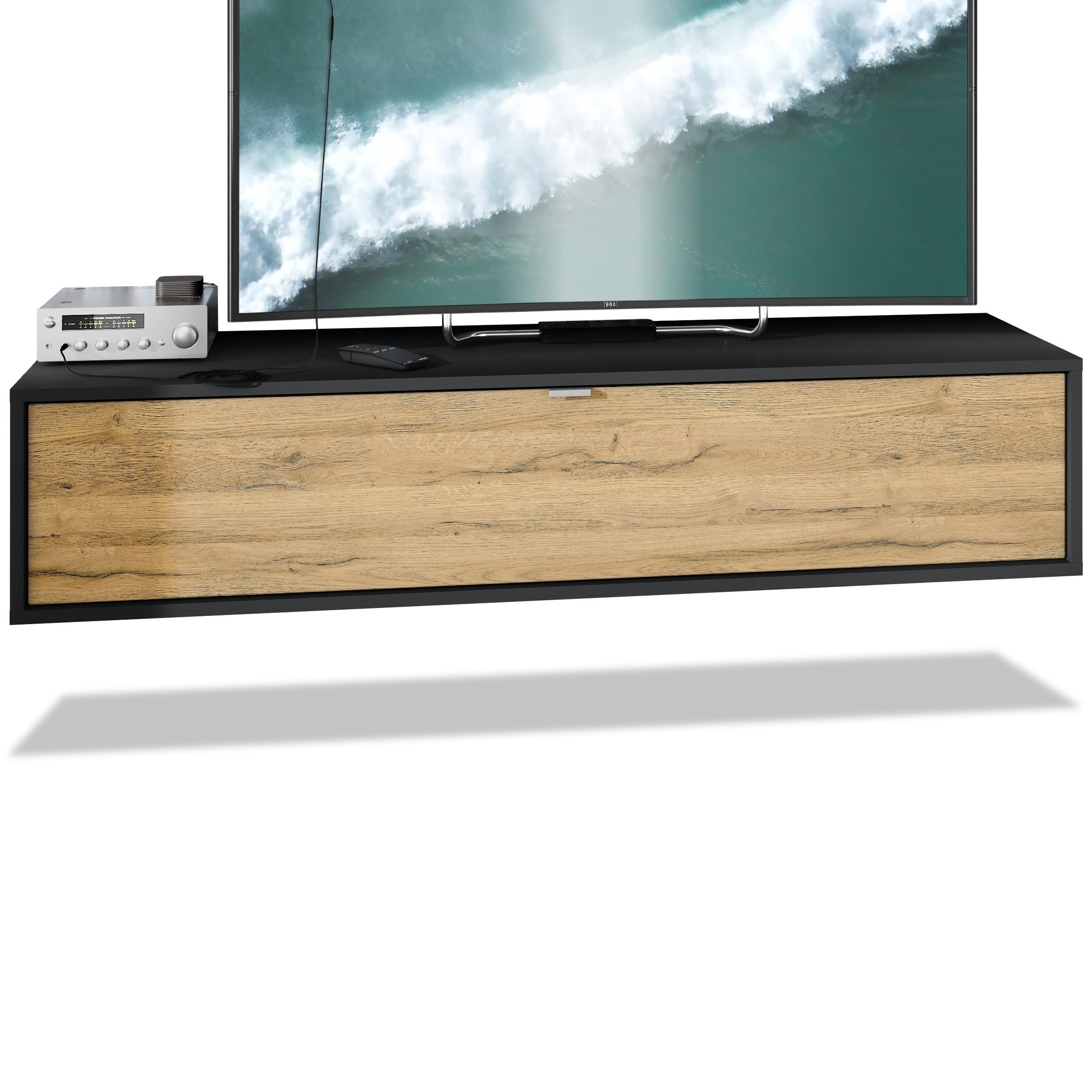 Vladon Lowboard Eiche 140x29x37 cm