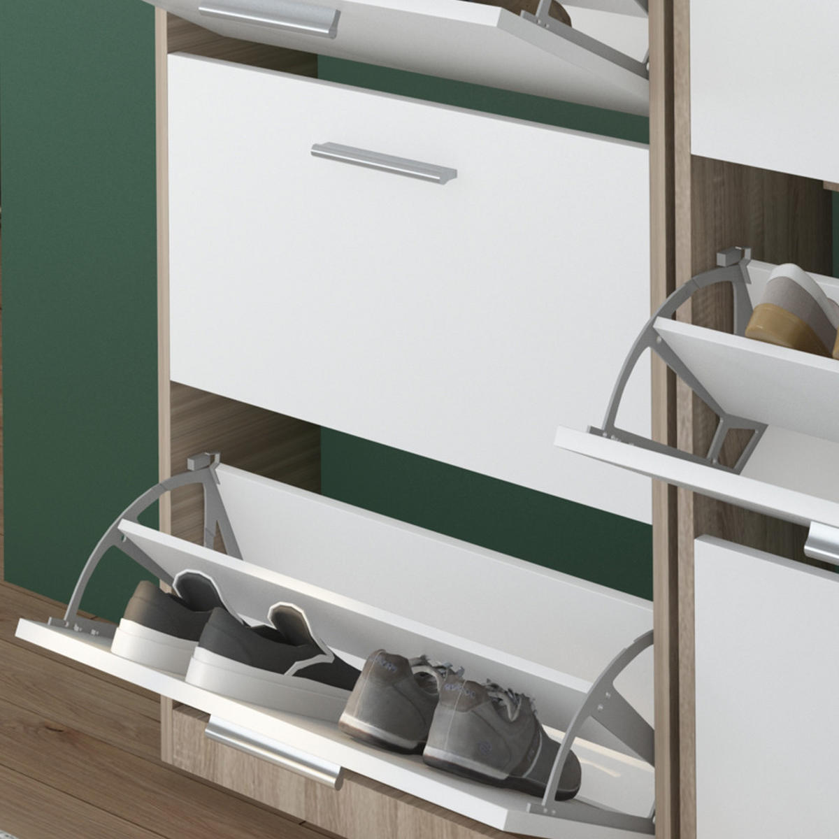 SCHUHKIPPER Gizmo Weiß/Sonoma 59 x 169.5 cm - Weiß, Holzwerkstoff (59/169.5/22cm) - Vicco