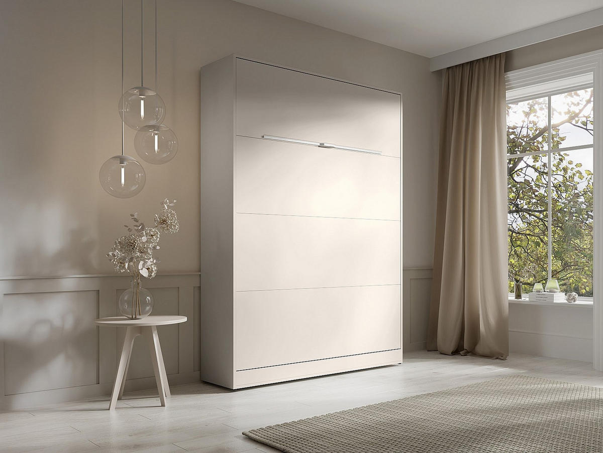 SCHRANKBETT - 2 Personen - holz - beige Rapili - Weiß, Holz/Metall (140/200cm) - Vente-Unique