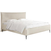 POLSTERBETT Pillow Rise mit Bettkasten, Lattenrost & hohen Metallfüßen in Creme Chenille 120x200 cm - Birkefarben/Creme, Holz/Holzwerkstoff (120/200cm) - WFL GROUP