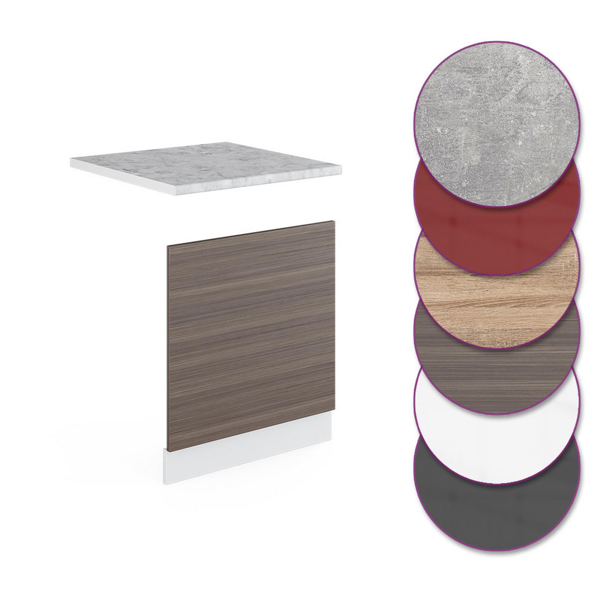 FRONTBLENDE R-Line Grau 60 cm, AP Marmor - Weiß/Braun, Holzwerkstoff (60/57.2/1.6cm) - Vicco
