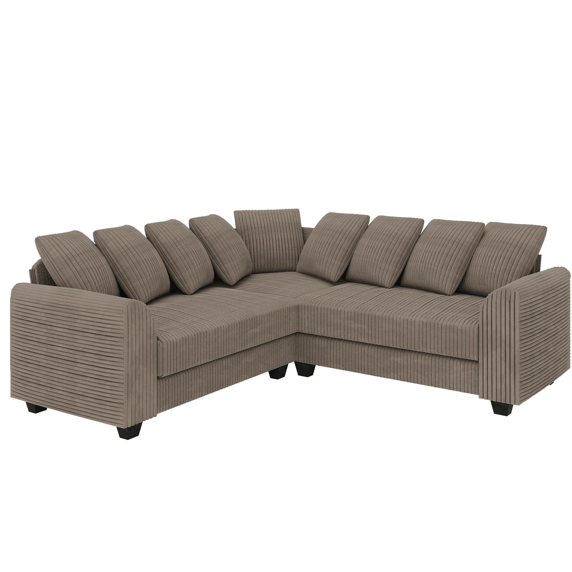 ECKSOFA Cord mit tiefem Sitz, Kissen 202/202/74 cm Braun - Braun, Textil (202/202cm) - Redom