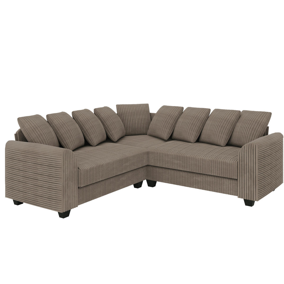 ECKSOFA Cord mit tiefem Sitz, Kissen 202/202/74 cm Braun - Braun, Textil (202/202cm) - Redom