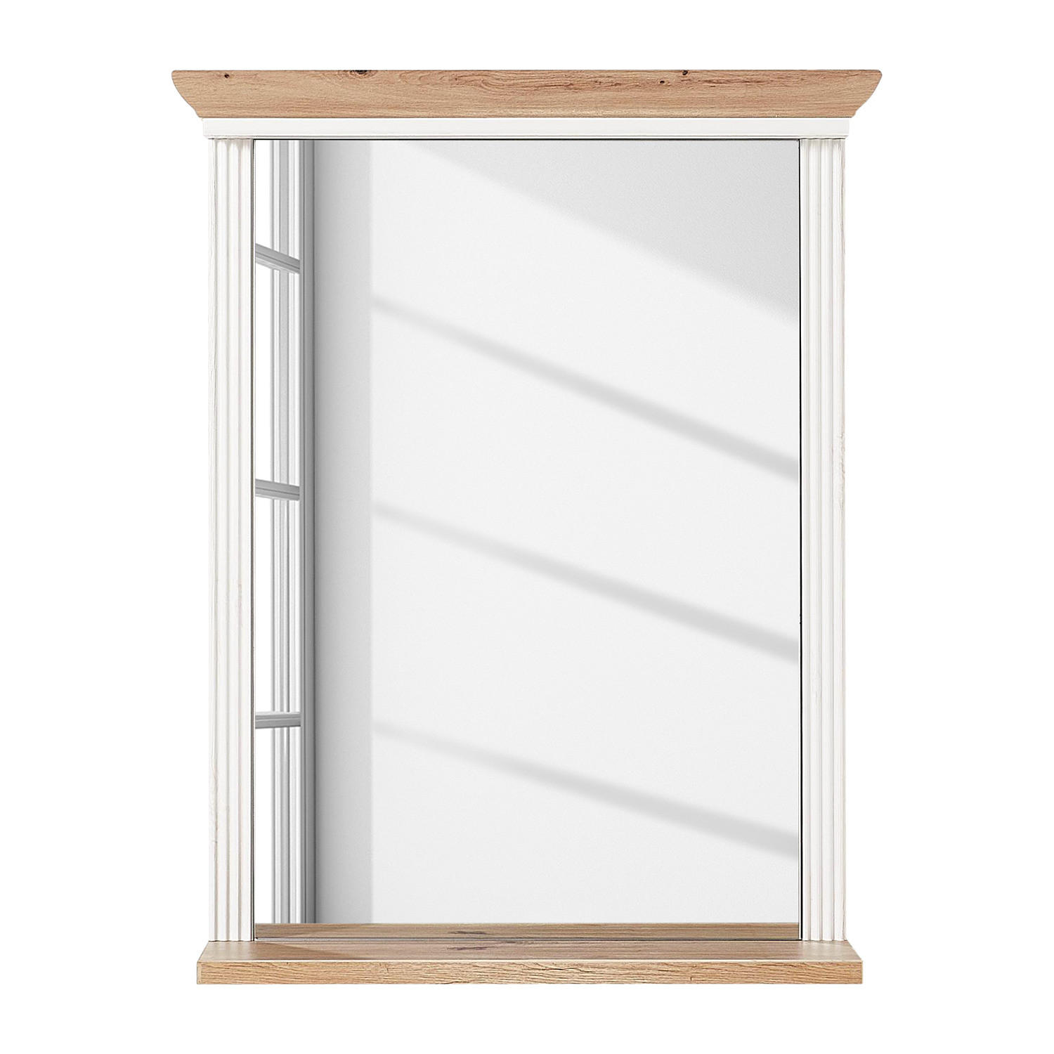 SPIEGEL - Weiß/Pinienfarben, Holzwerkstoff (65/83/15cm) - home24