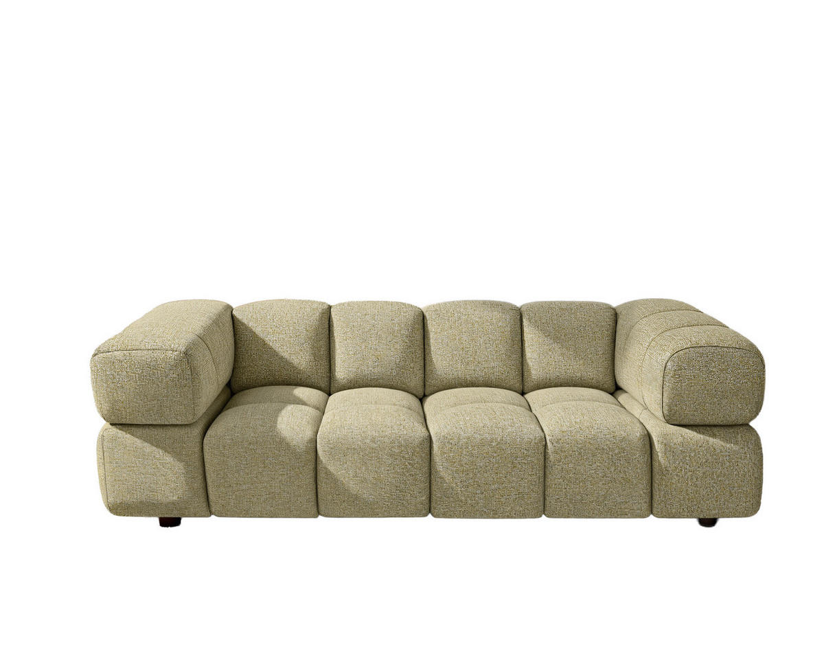SOFA 3-Sitzer, Couch, Chenille Stoff Puente, Hellgelb, Averro - Hellgelb, Holz (240/70/96cm) - Kaiser Möbel