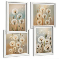 BILDER SET 4er Set - 50x50 cm & 40x60 cm Weißer Rahmen - Pastellfarbene Löwenzahnblüten - Weiß, Kunststoff (50/50cm) - TULUP