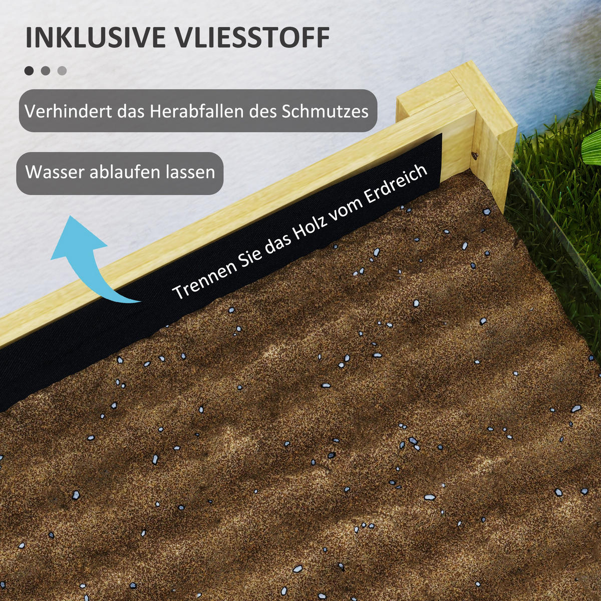HOCHBEET mit Acrylplatten - Naturfarben, Holz (50/80/110cm) - Outsunny