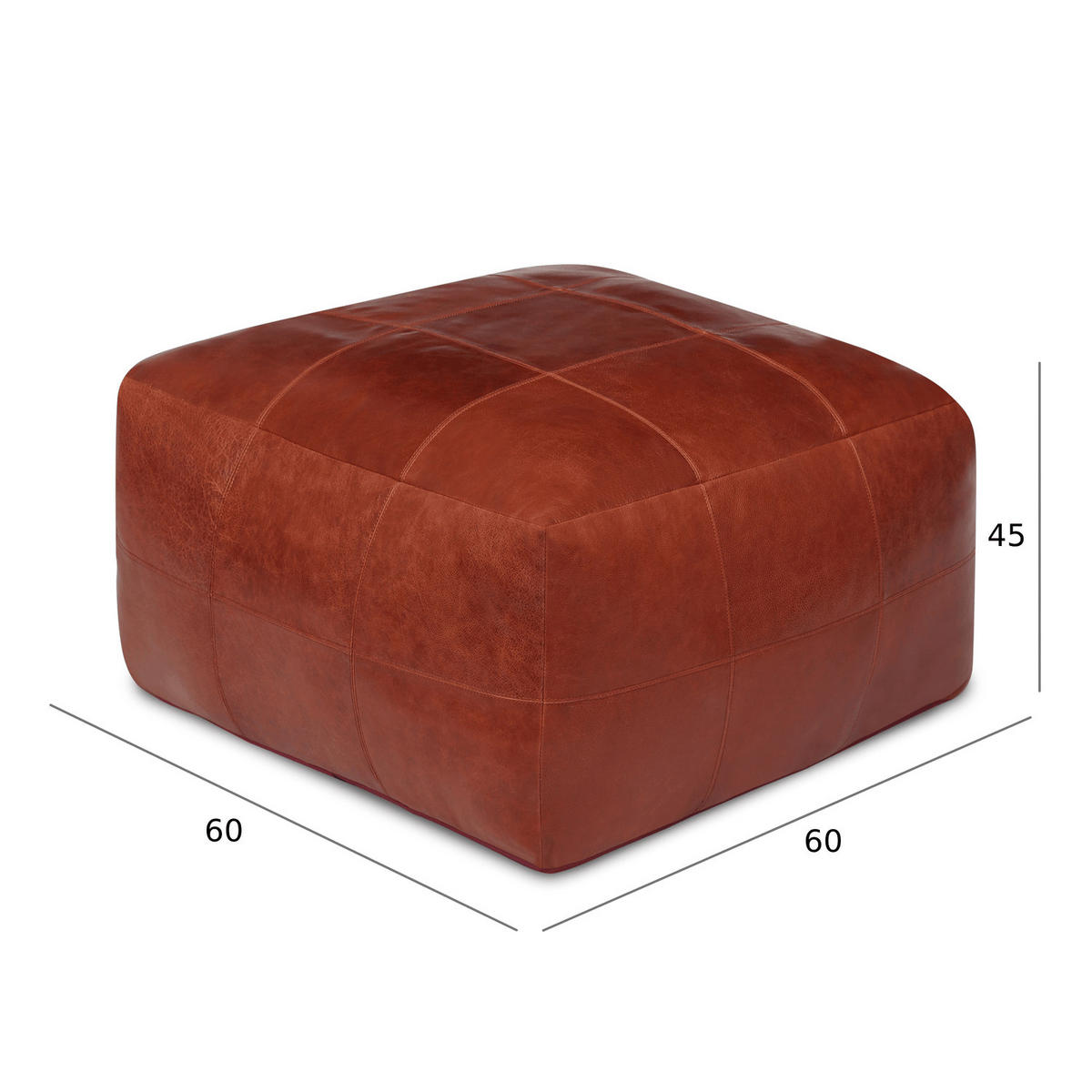 POUF 60/60/45 cm Echtleder Braun - Braun, Leder (60/45/60cm) - Furnhouse