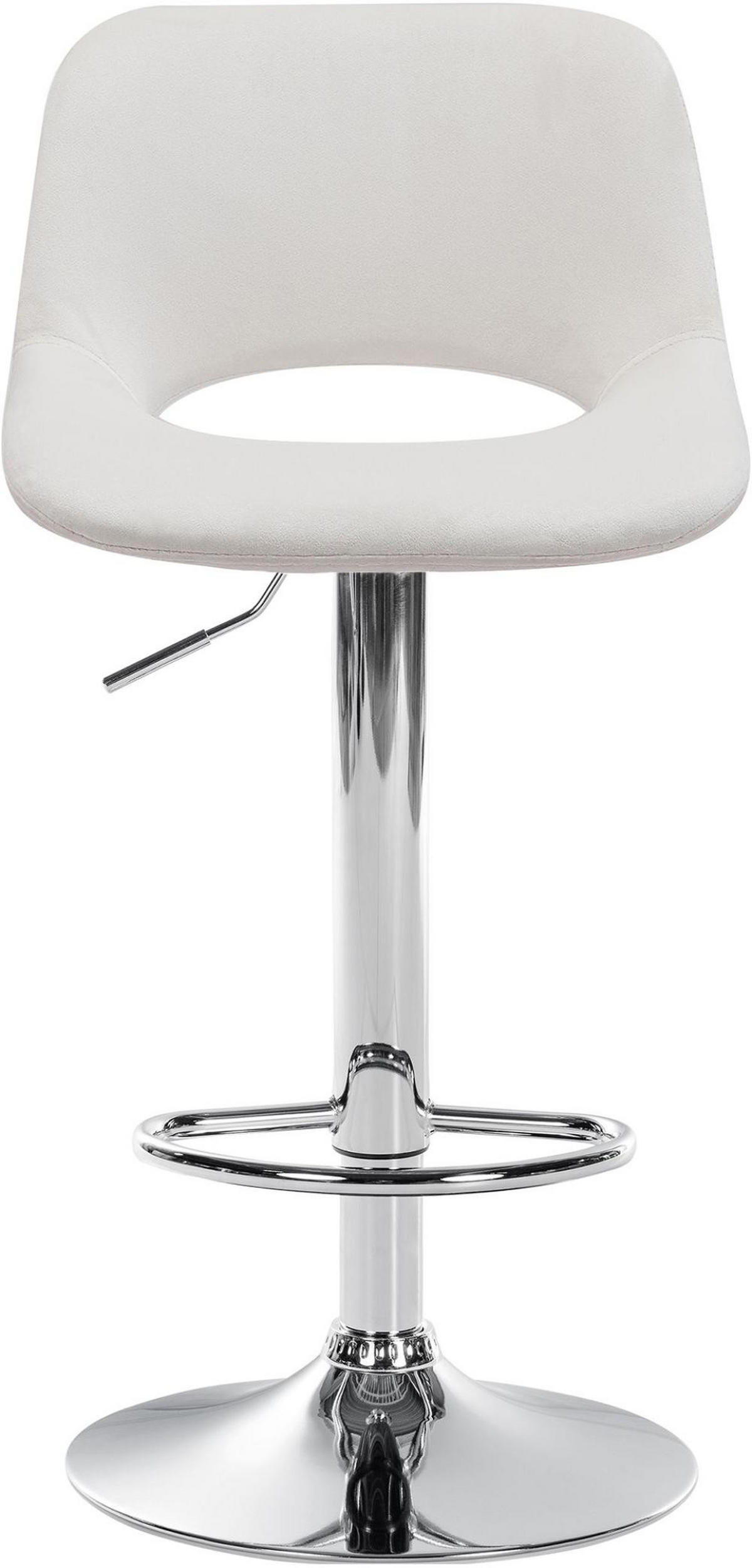 BARHOCKER 2er Set Samt creme - Chromfarben/Creme, Textil/Metall (42/86/46cm) - CLP