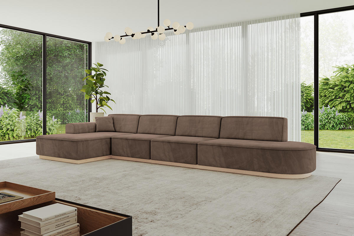 ECKSOFA Ottomane Links IREA-L3 - 412x165x80 cm Braun - Braun, Holzwerkstoff/Textil (412/165cm) - ALTDECOR