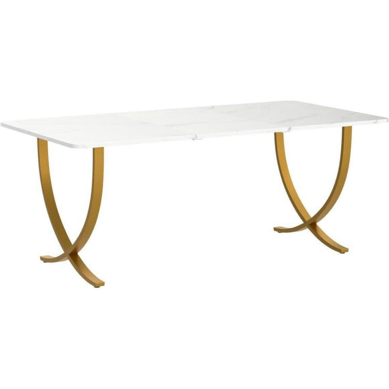 SCHREIBTISCH Computertisch 160 x 80 cm Kunstmarmor Weiß Gold - Multicolor, Stein (80/160/75cm)