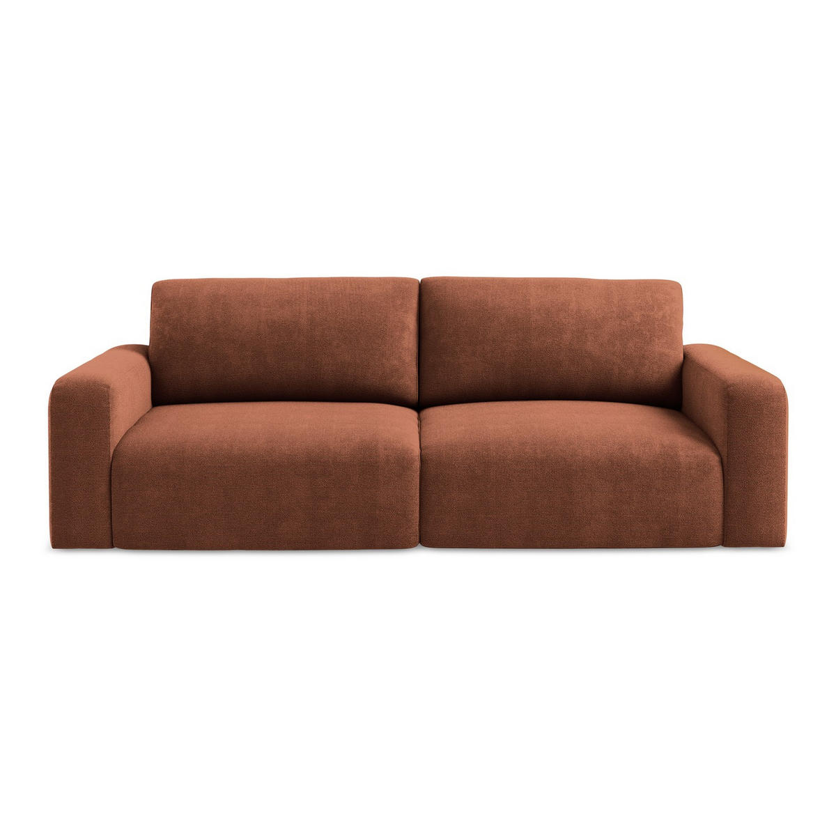 3-SITZER SOFA mit Schlaffunktion Chenille Stoff Orange - Terracotta/Schwarz, Kunststoff/Textil (244/79/102cm) - LaMiaSofa