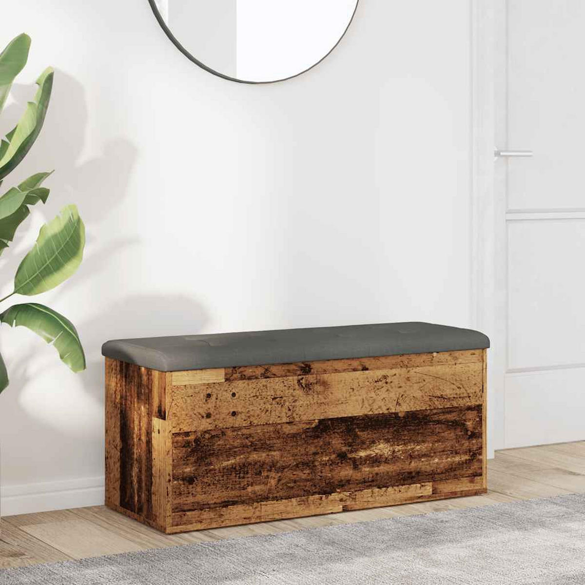 SITZBANK Mit Stauraum Altholz-Optik 102/42/45 Cm Holzwerkstoff - Dunkelbraun, Holzwerkstoff (42/45/102cm) - vidaXL
