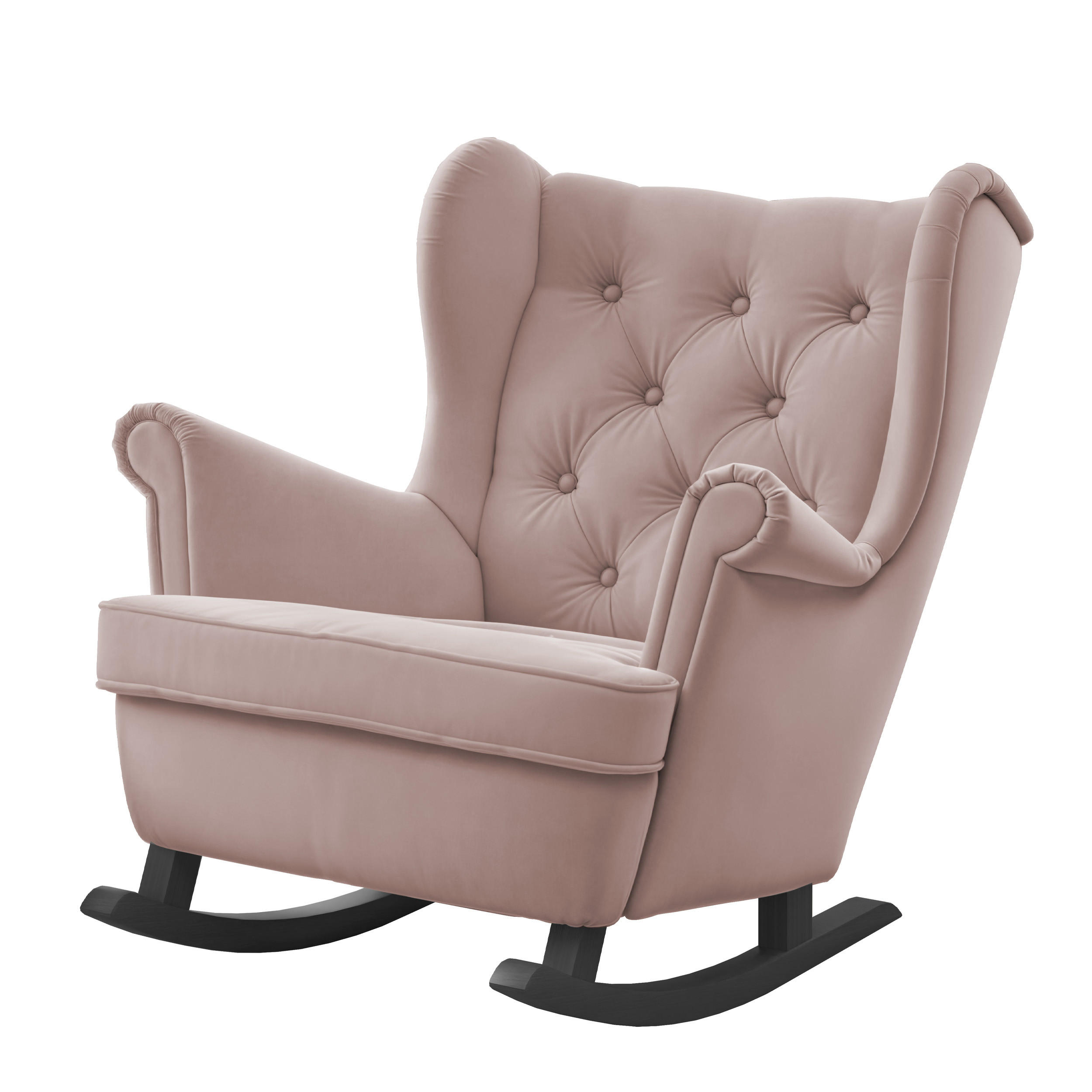 SCHAUKELSESSEL SCANDI Holzfüße, Samt Rosa - Rosa, Holz/Textil (75/97/60cm) - Idohome