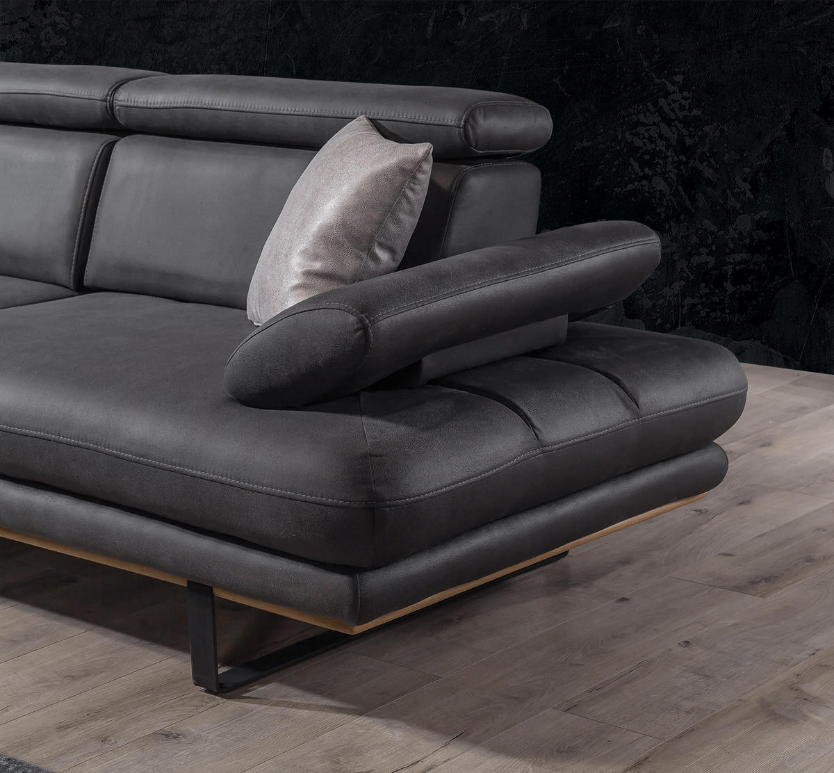 2 Sitzer SOFA Energy Nubuk Anthrazit - Anthrazit, Textil/Metall (200/80/100cm) - Villa Möbel