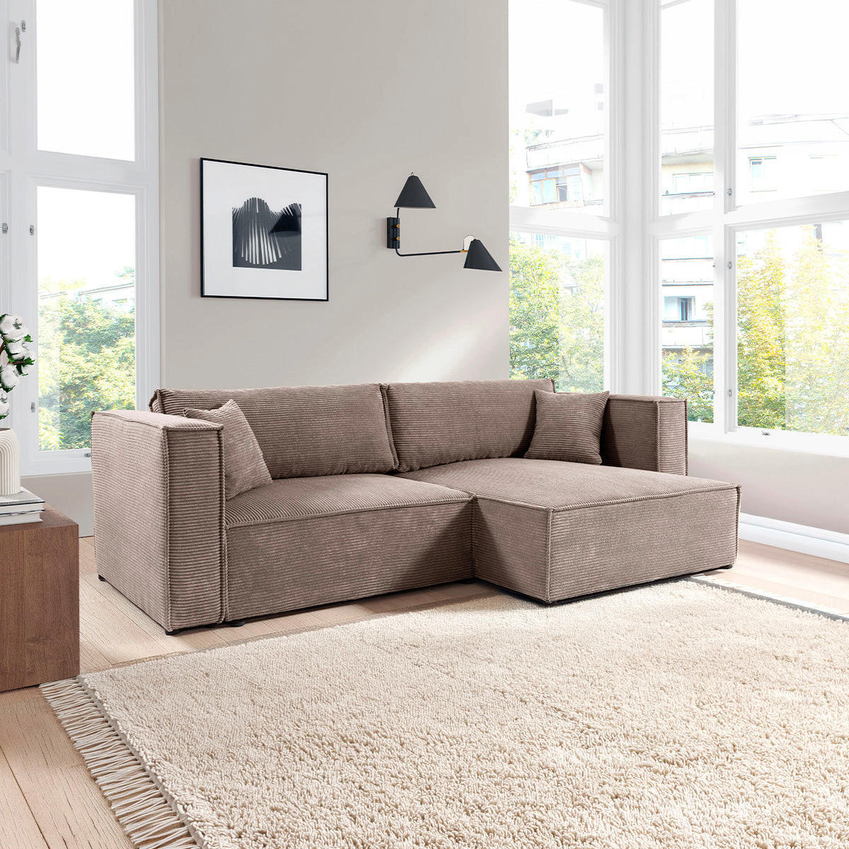 SOFA Jimmy 3 Sitzplätze Taupe - Taupe, Holz (245/77/148cm) - Petits-meubles