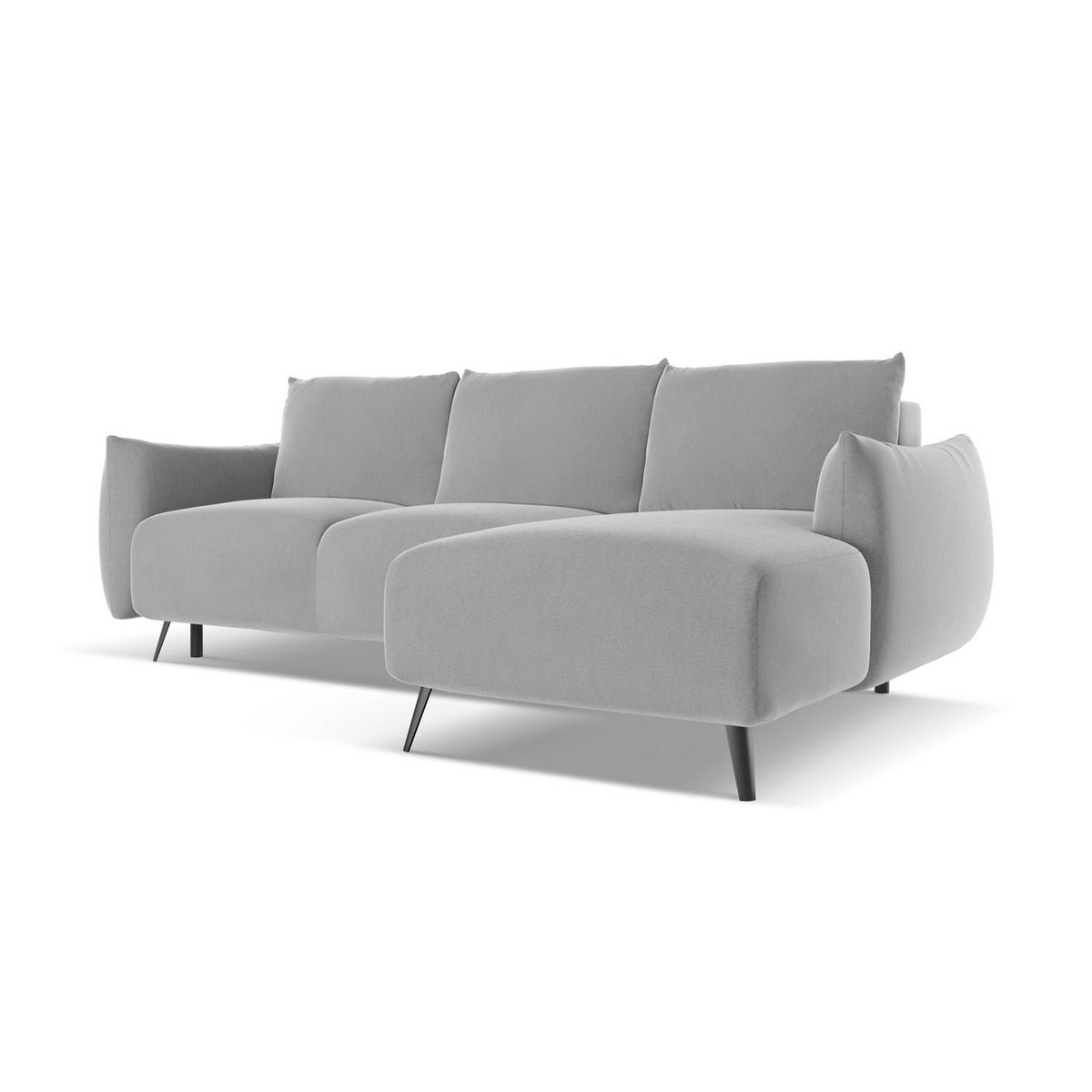 ECKSOFA mit Schlaffunktion Samt Stoff Grau - Schwarz/Grau, Textil/Metall (242/162cm) - LaMiaSofa