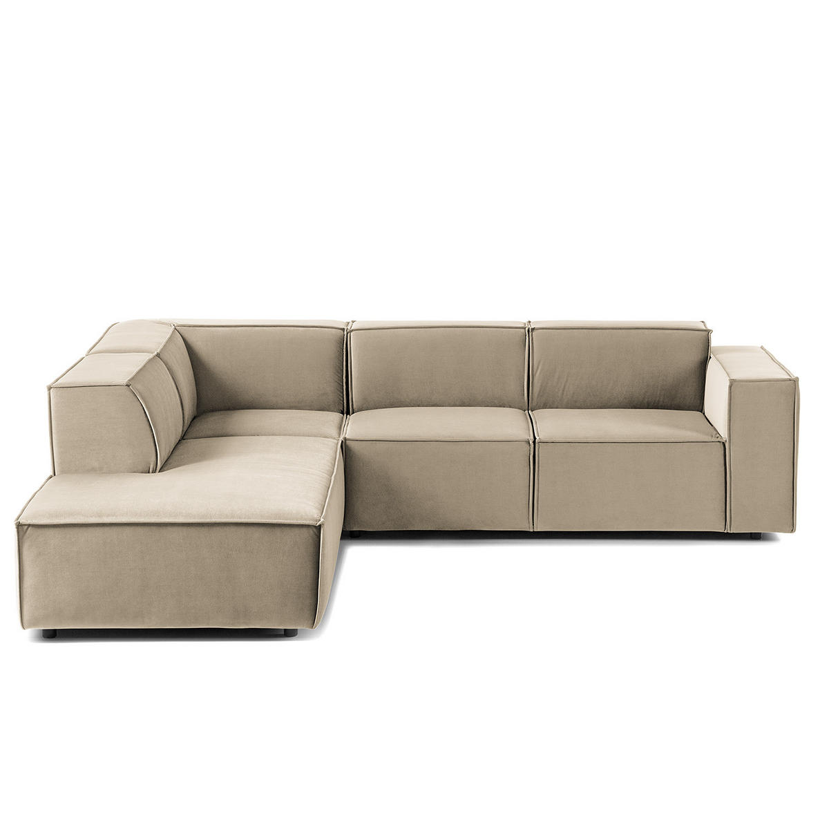 ECKSOFA mit Ottomane - Beige/Schwarz, Kunststoff/Textil (260/234cm) - home24