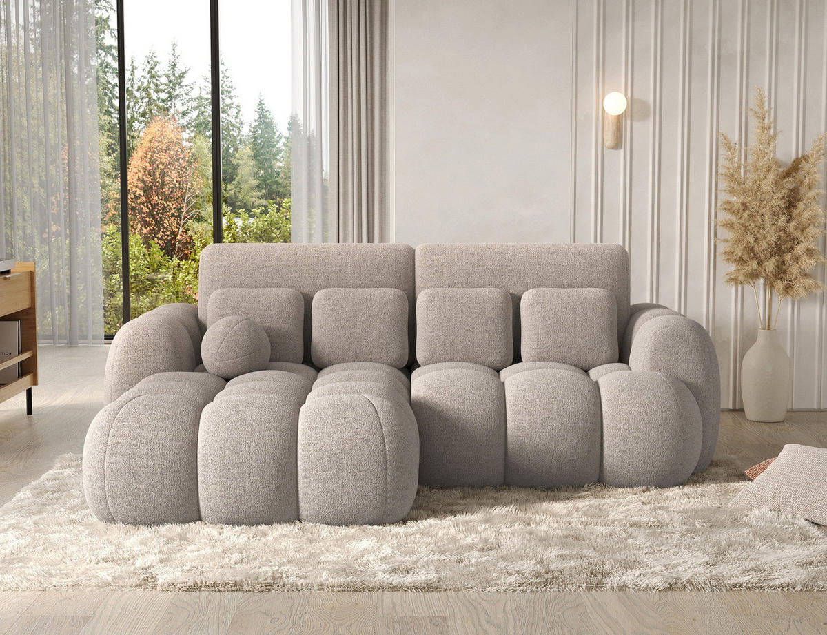 ECKSOFA COVELION L-Form – Schlaffunktion, Bettkasten, Wellenfederung, HR-Kaltschaum, inkl. Kissen, moderner Wohnkomfort - Creme, Kunststoff (260/167cm) - Wohnideebilder