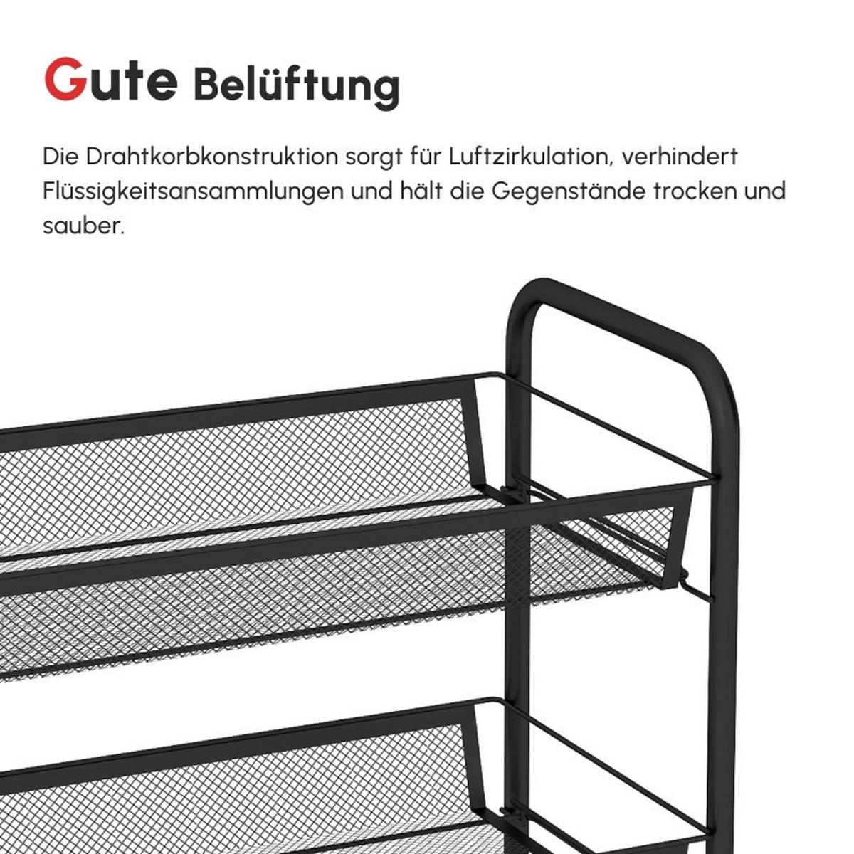SERVIERWAGEN 45/26,5/106 cm mit 5 Ebenen und Rollen in Schwarz - Schwarz, Metall (45/106/26.5cm) - BEAOK