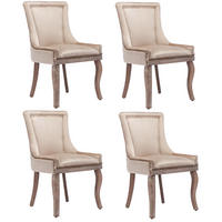 STUHL-SET DE-35921 4 Stück mit Nagelkopfbesatz Beige - Beige, Holz (61/91/55cm) - ComfortXL