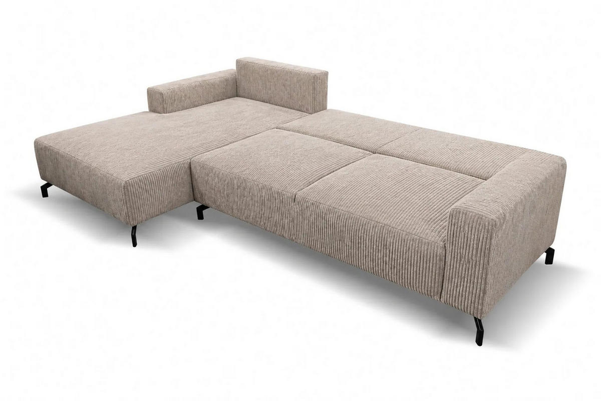 ECKSOFA mit Schlaffunktion Aspen, Braun Cordstoff, Ottomane Links - Braun, Textil (187/312cm) - VENASI MÖBEL