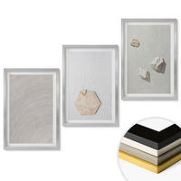 WANDBILDER 3er Set - 40x60 cm Silberner Rahmen - Leichte Boho-Sandtexturen - Silberfarben, Kunststoff (40/60cm) - ArtPrintCave