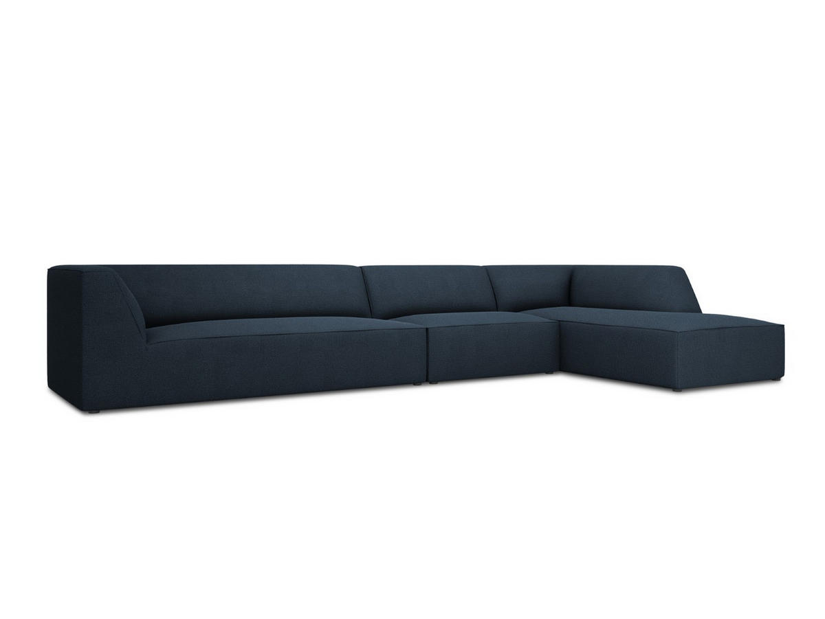 ECKSOFA rechts Ruby aus strukturiertem Stoff marineblau 5 Sitzplätze - Blau, Textil (180/366cm) - Micadoni