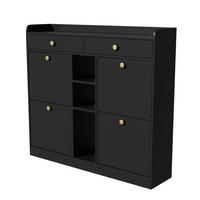 SCHUHSCHRANK aus Spanplatte 110x26x100cm in Schwarz mit Klappentüren - Schwarz, Holzwerkstoff (110/100/26cm) - Modfu