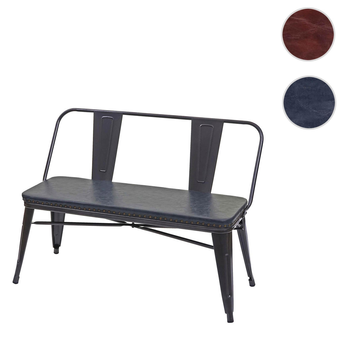 2ER-SITZBANK INDUSTRIEDESIGN Schwarz, Grau - Schwarz/Grau, Textil (114/82/50cm) - MCW