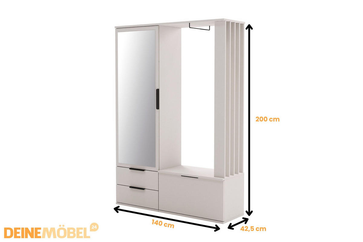 GARDEROBE FAMO 140/200 in Kaschmir - Kaschmir, Holzwerkstoff (140/200/43cm) - Deine Möbel 24