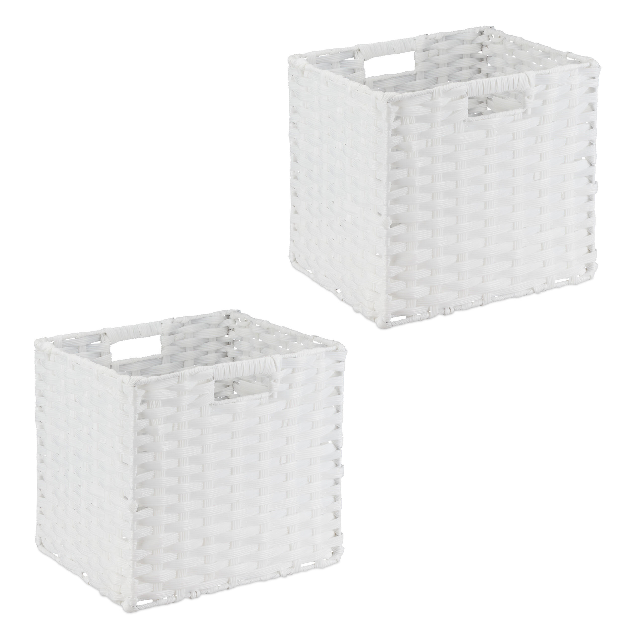 2XAUFBEWAHRUNGSKORB - Weiß, Kunststoff/Metall (32/31/30cm) - Relaxdays