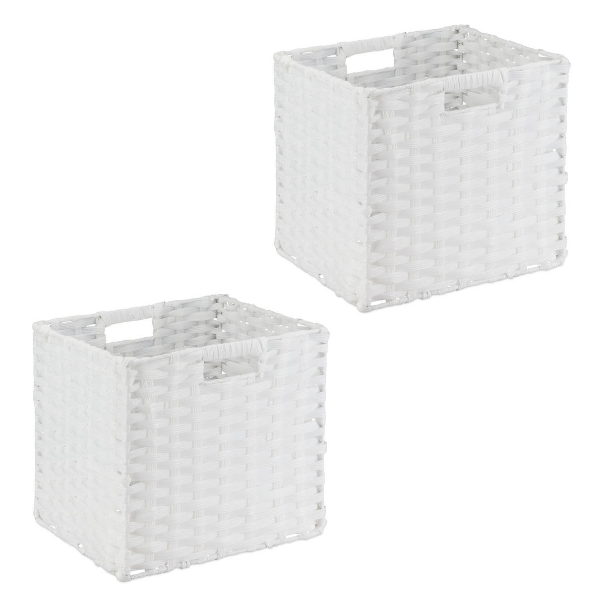 2XAUFBEWAHRUNGSKORB - Weiß, Kunststoff/Metall (32/31/30cm) - Relaxdays