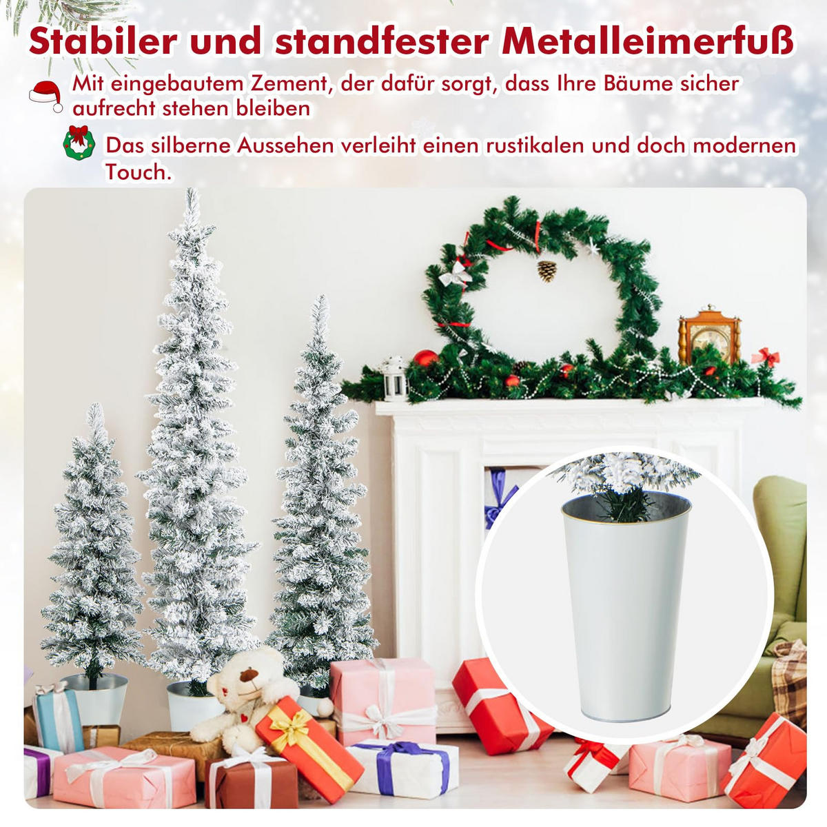 WEIHNACHTSBAUM mit Schnee 90/120/150 cm grün und weiß(3-tlg) - Grün, Metall (150cm) - COSTWAY