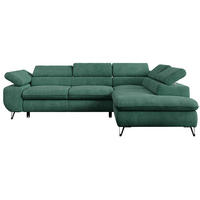 ECKSOFA PETER L Grün Struktur - Rechts Seite - Schwarz/Grün, Textil/Metall (273/208cm) - MKS