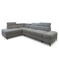 ROHOVÁ Sedačka AVISE MATT VELVET 85, Šedá - šedá/černá, kov/dřevo (195/268cm) - MASSENO