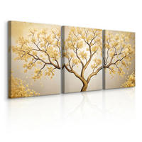 LEINWANDBILDER 3-es Set Baum Blumen - Beige/Weiß, Textil (90/40cm) - Muralo